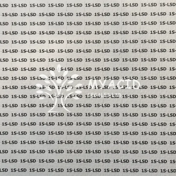 Legale 1S-LSD Blotter bedruckt mit Schriftzug